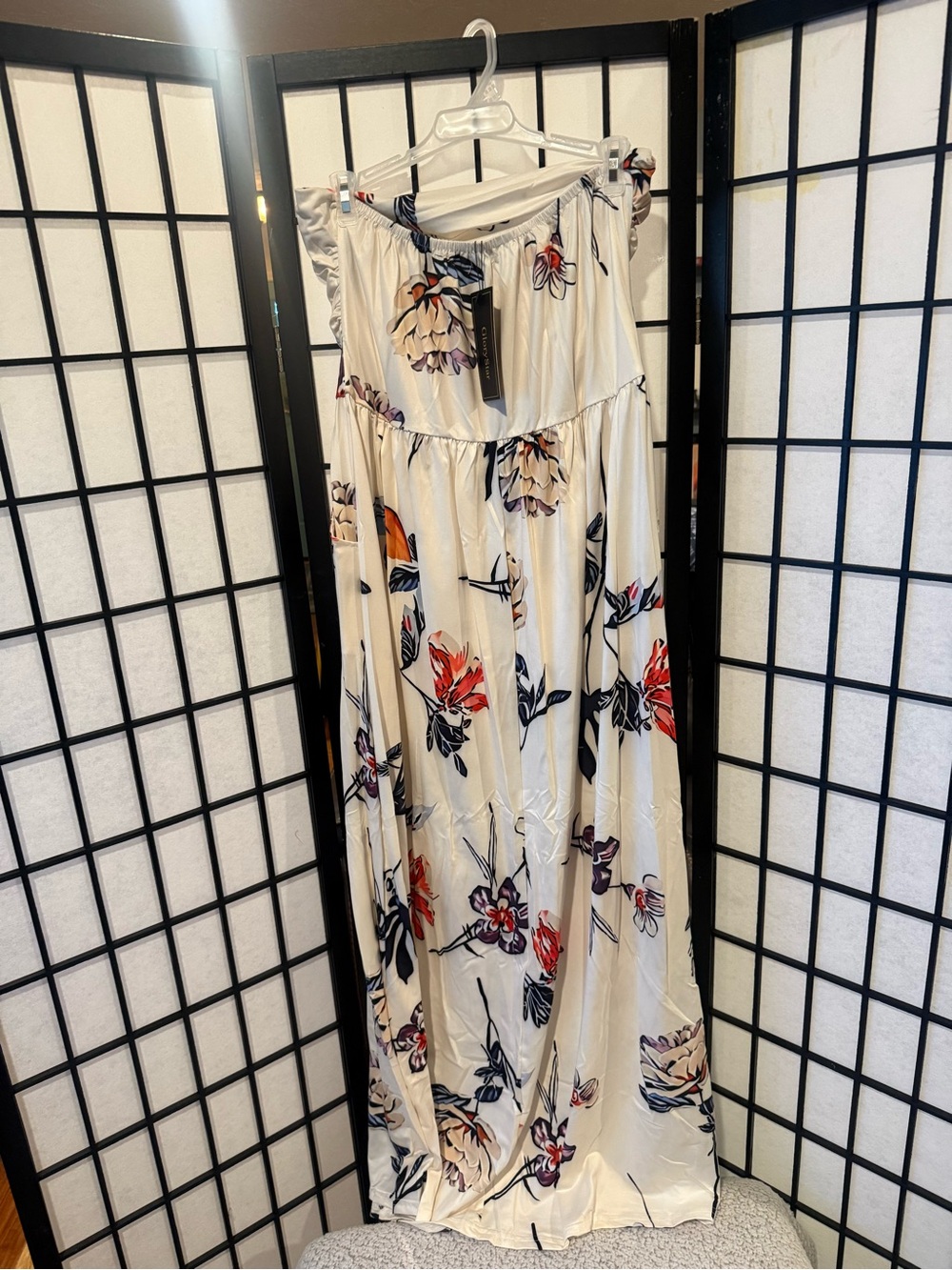 NWT Floral Strapless Maxi Dress XL Ruched Bandeau Boho Summer Vacation Dress - Picture 4 of 4